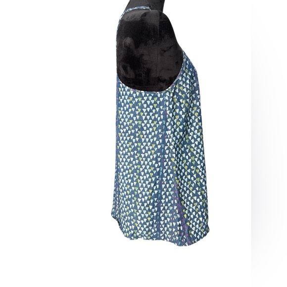 Boho Embroidered Cotton Tank Top Blue Yellow Geometric Print TR Designs size P - Picture 7 of 10